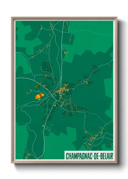 Une affiche de carte sur Champagnac-de-Belair