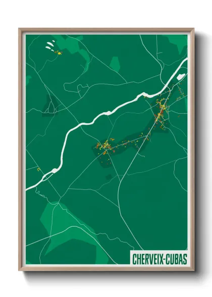 Une affiche de carte sur Cherveix-Cubas