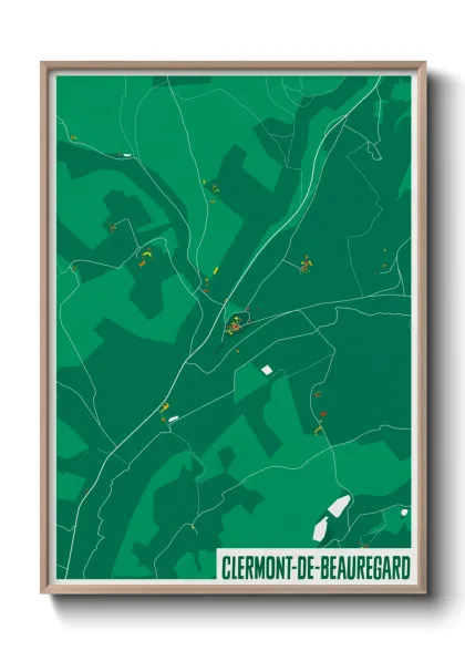 Une affiche de carte sur Clermont-de-Beauregard