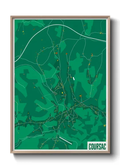 Une affiche de carte sur Coursac