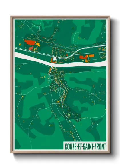 Une affiche de carte sur Couze-et-Saint-Front
