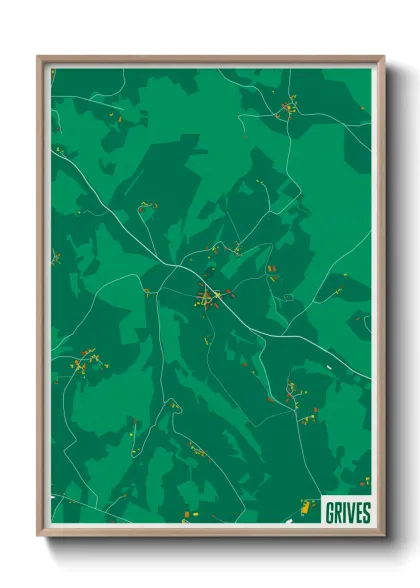 Une affiche de carte sur Grives