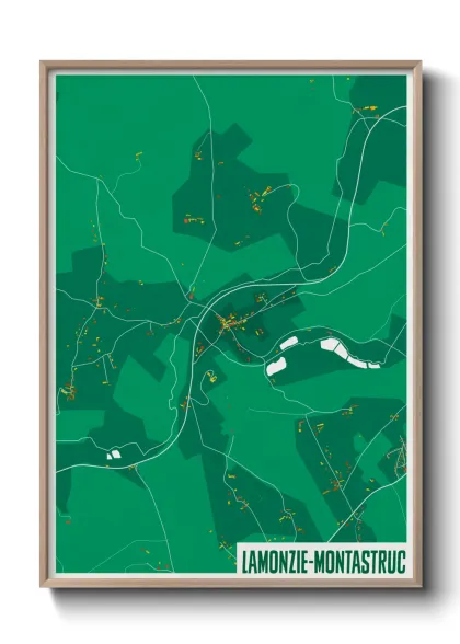 Une affiche de carte sur Lamonzie-Montastruc