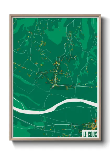 Une affiche de carte sur Le Coux