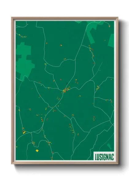 Une affiche de carte sur Lusignac