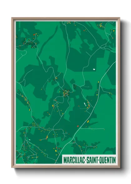 Une affiche de carte sur Marcillac-Saint-Quentin