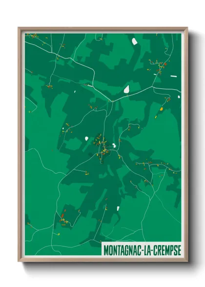 Une affiche de carte sur Montagnac-la-Crempse
