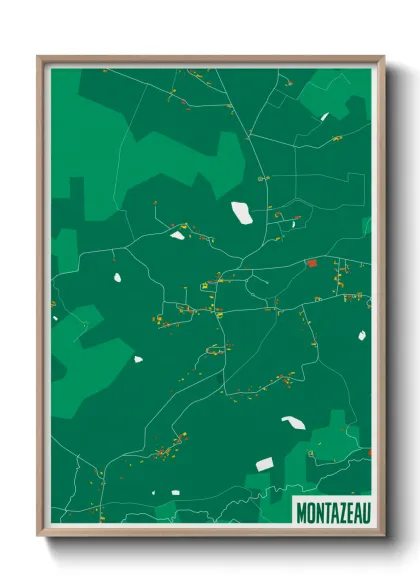 Une affiche de carte sur Montazeau