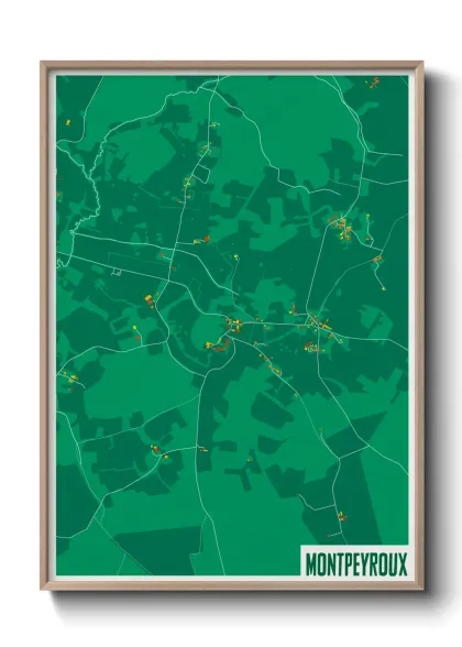 Une affiche de carte sur Montpeyroux
