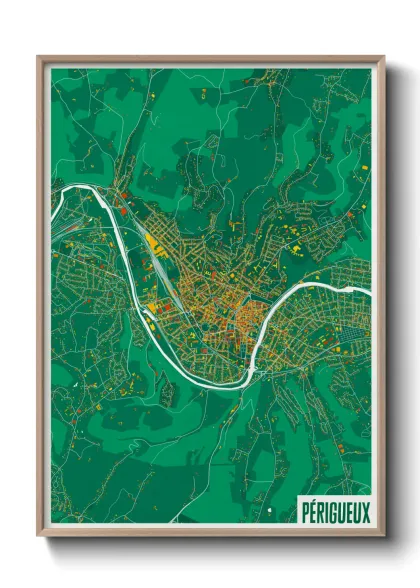Une affiche de carte sur Périgueux
