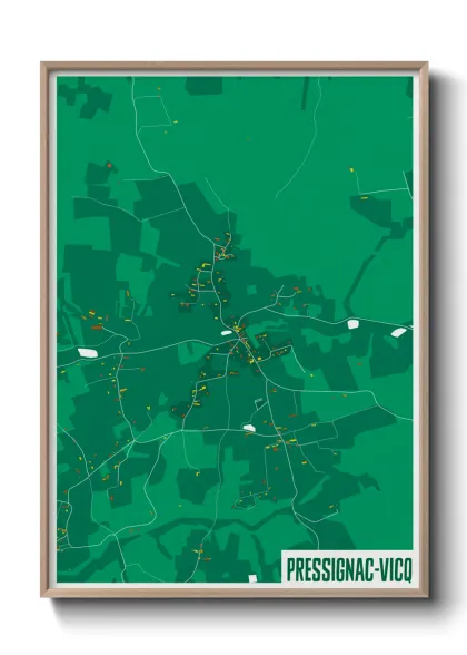 Une affiche de carte sur Pressignac-Vicq