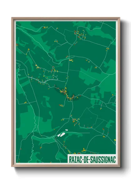 Une affiche de carte sur Razac-de-Saussignac