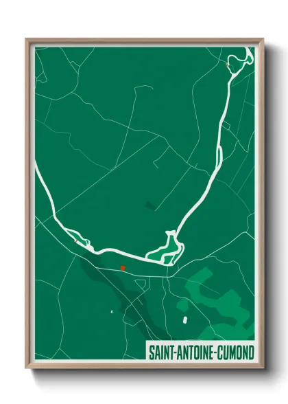 Une affiche de carte sur Saint-Antoine-Cumond