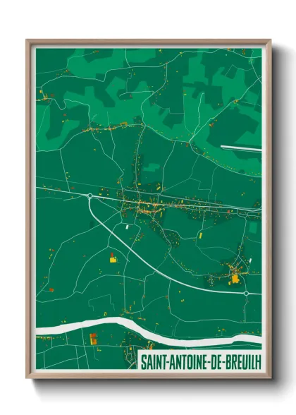 Une affiche de carte sur Saint-Antoine-de-Breuilh