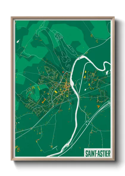 Une affiche de carte sur Saint-Astier