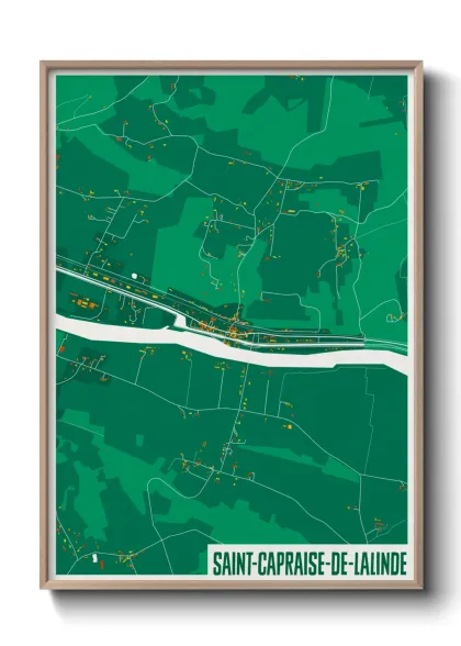 Une affiche de carte sur Saint-Capraise-de-Lalinde