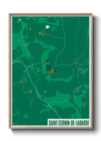 Une affiche de carte sur Saint-Cernin-de-Labarde