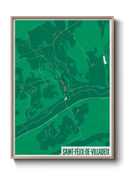 Une affiche de carte sur Saint-Félix-de-Villadeix