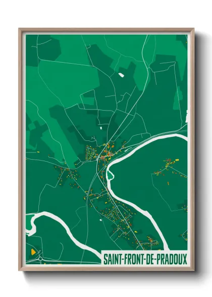 Une affiche de carte sur Saint-Front-de-Pradoux