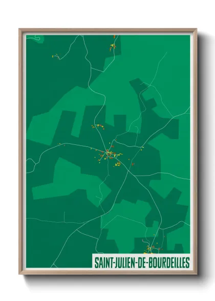 Une affiche de carte sur Saint-Julien-de-Bourdeilles