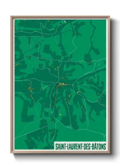 Une affiche de carte sur Saint-Laurent-des-Bâtons