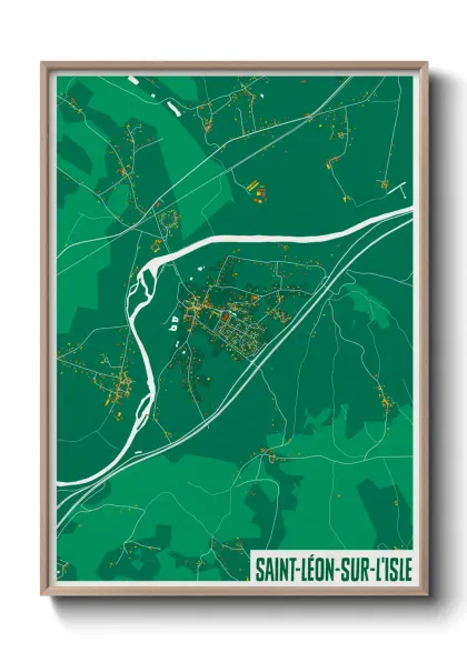 Une affiche de carte sur Saint-Léon-sur-l'Isle