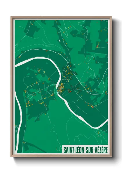Une affiche de carte sur Saint-Léon-sur-Vézère