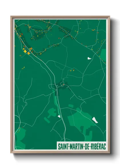 Une affiche de carte sur Saint-Martin-de-Ribérac