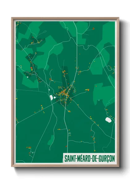 Une affiche de carte sur Saint-Méard-de-Gurçon