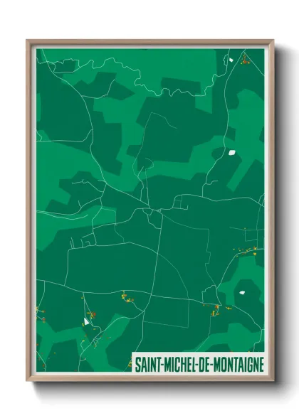 Une affiche de carte sur Saint-Michel-de-Montaigne
