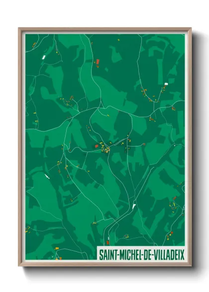 Une affiche de carte sur Saint-Michel-de-Villadeix