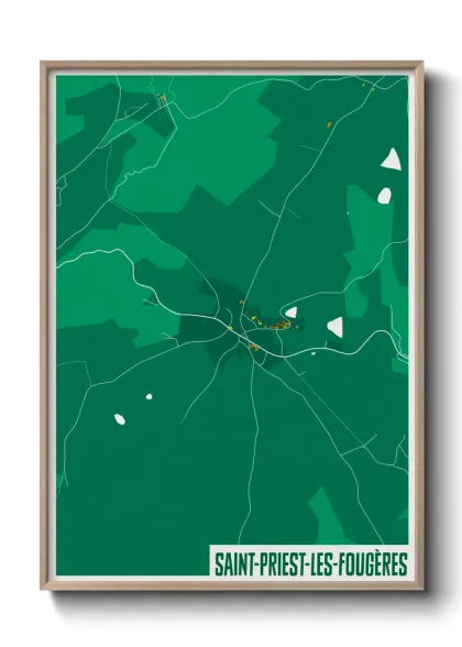 Une affiche de carte sur Saint-Priest-les-Fougères