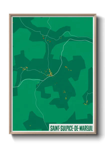 Une affiche de carte sur Saint-Sulpice-de-Mareuil