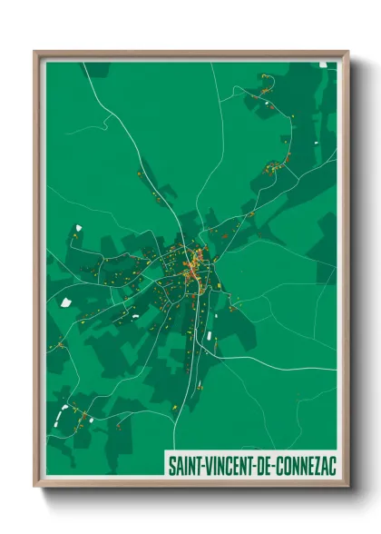 Une affiche de carte sur Saint-Vincent-de-Connezac