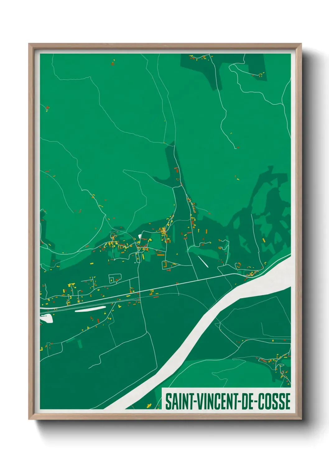 Un poster carte Saint-Vincent-de-Cosse