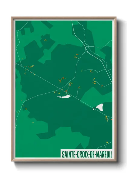 Une affiche de carte sur Sainte-Croix-de-Mareuil