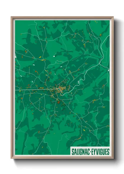 Une affiche de carte sur Salignac-Eyvigues