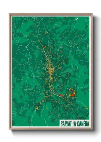 Une affiche de carte sur Sarlat-la-Canéda