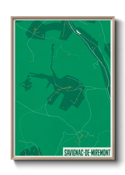 Une affiche de carte sur Savignac-de-Miremont