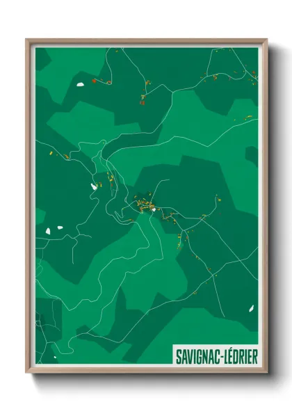 Une affiche de carte sur Savignac-Lédrier