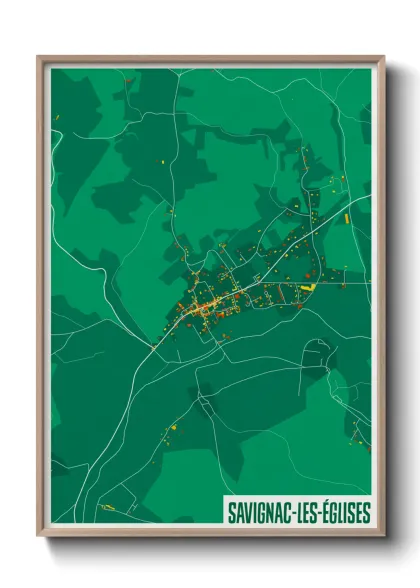 Une affiche de carte sur Savignac-les-Églises