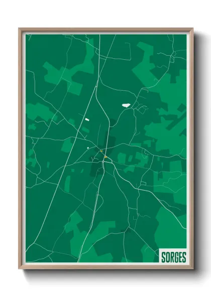 Une affiche de carte sur Sorges