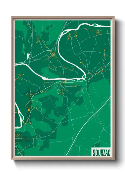 Une affiche de carte sur Sourzac