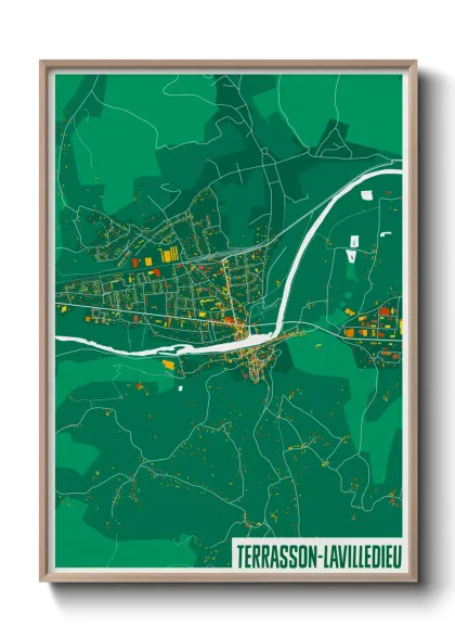Une affiche de carte sur Terrasson-Lavilledieu