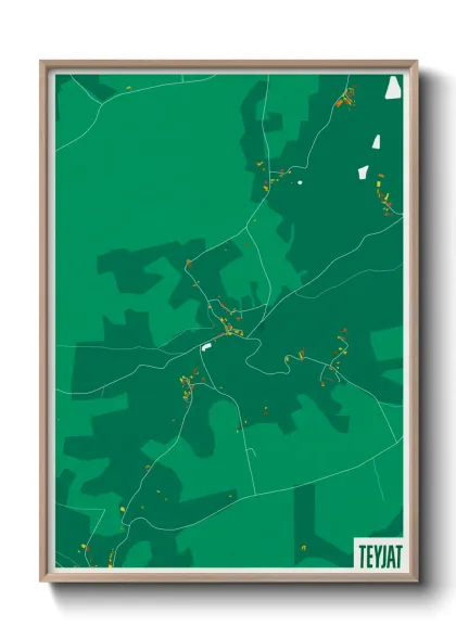 Une affiche de carte sur Teyjat