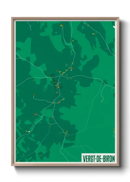 Une affiche de carte sur Vergt-de-Biron