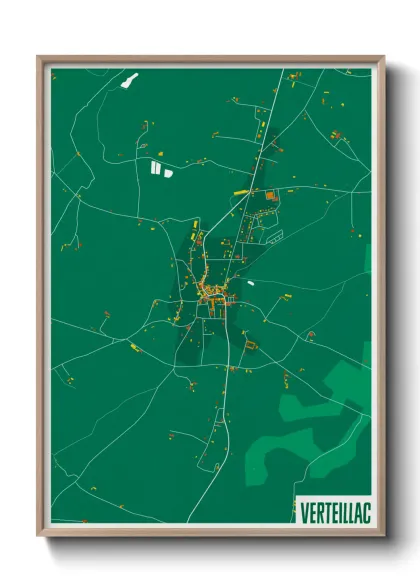 Une affiche de carte sur Verteillac