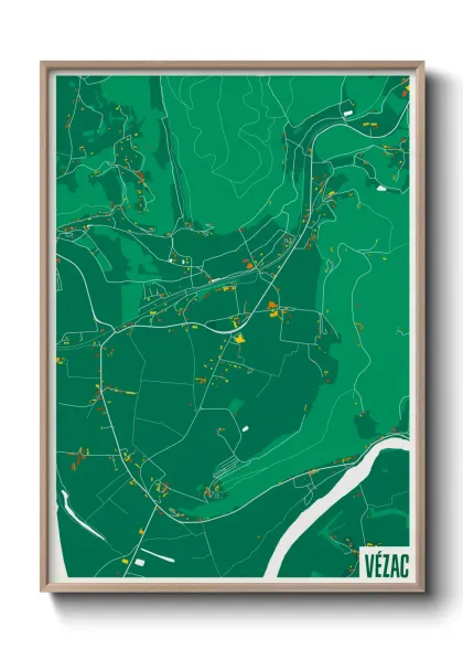 Une affiche de carte sur Vézac