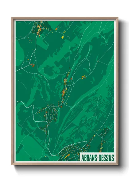 Une affiche de carte sur Abbans-Dessus