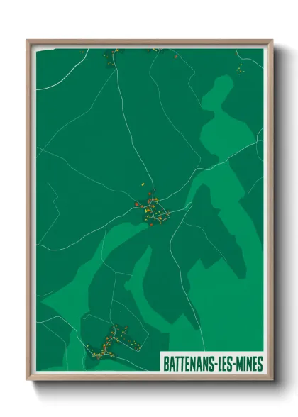 Une affiche de carte sur Battenans-les-Mines